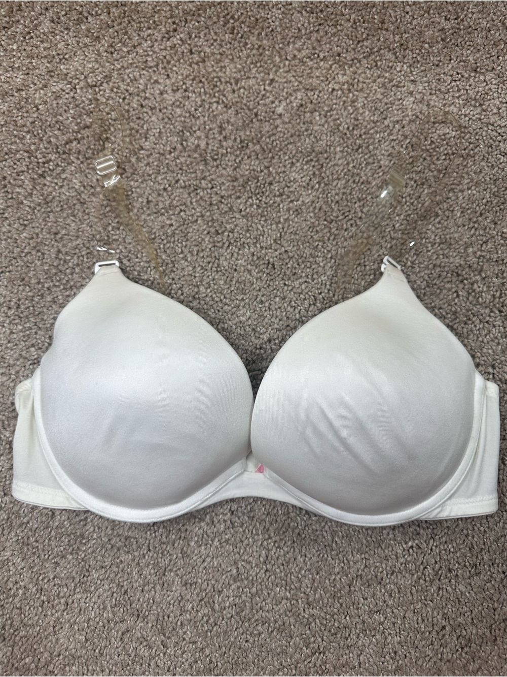 Victoria's Secret White Padded Underwire Bra with Removeable Clear Straps 36C
